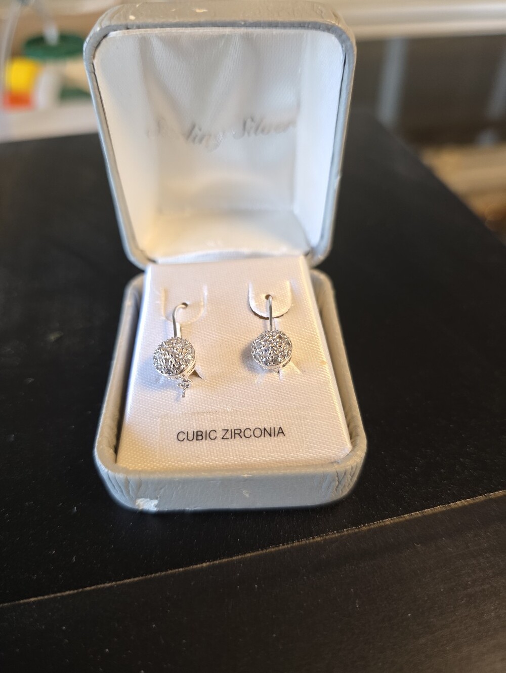 Sterling Silver Cubic Zirconia Dangle Earrings - Silver